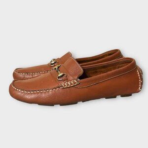Horsebit Driving Loafers Chestnut Brown 8.5 Women Genuine Leather Preppy Classic